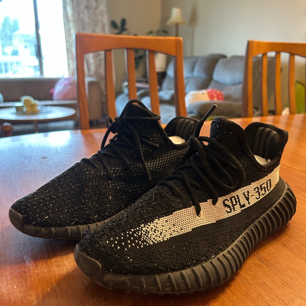 adidas Yeezy Boost 350 V2 Black and White Athletic Shoes